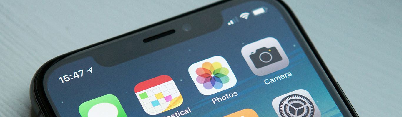 Close-up of iPhone home screen